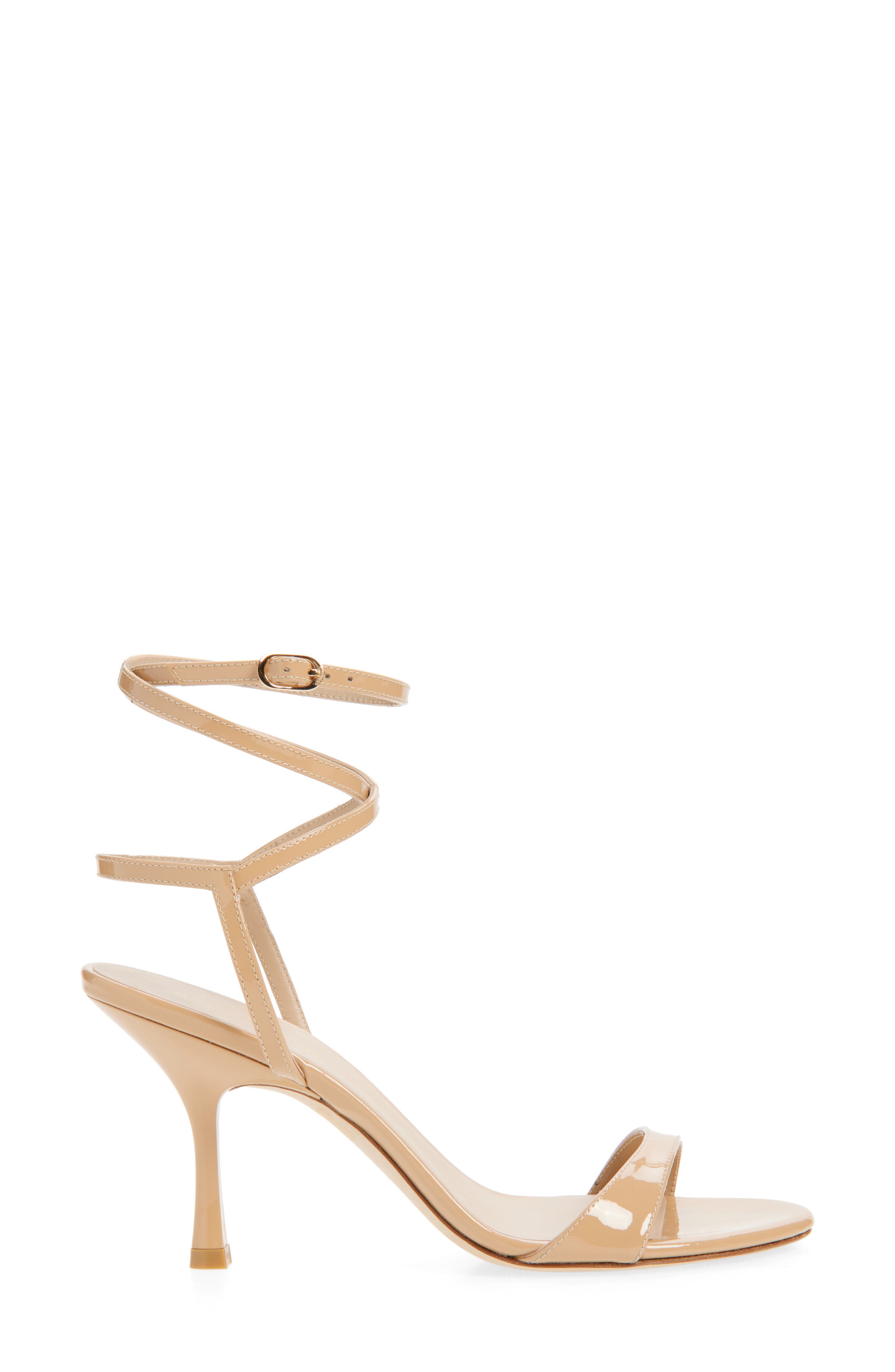 Stuart Weitzman Nudist Wrap 85 Sandal, Alternate, color, Adobe