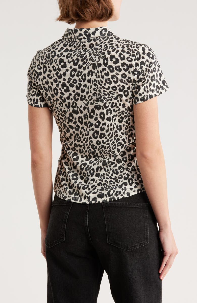 Sanctuary Ruched Short Sleeve Button-Up Top, Alternate, color, Lynx Brown