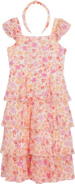 Speechless Kids' Floral Tiered Dress & Headband Set