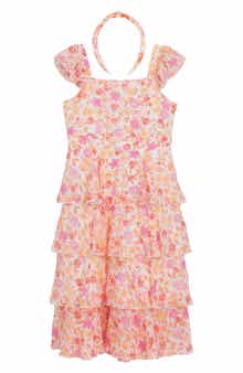 Speechless Kids' Floral Tiered Dress & Headband Set