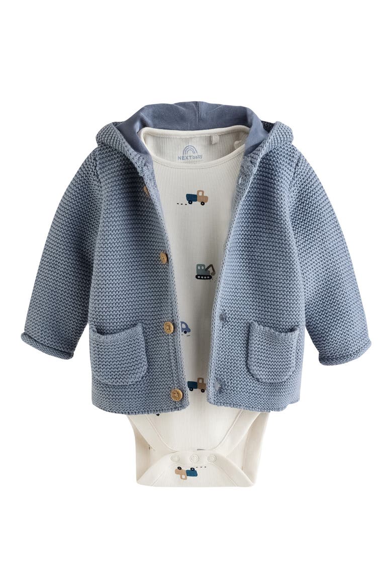 Kids' 3-Piece Cardigan, Bodysuit & Pants Set, Alternate, color, BLUE
