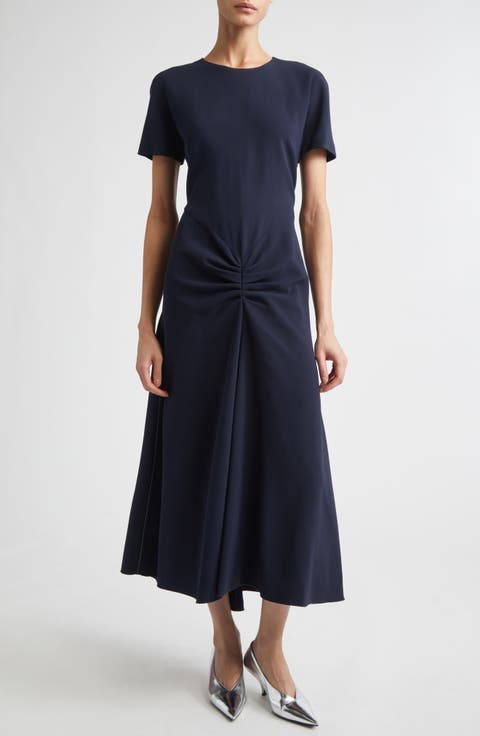 Gathered Detail Jersey Midi Dress