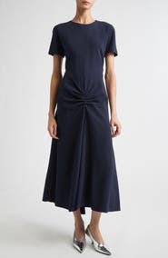 Victoria Beckham Gathered Detail Jersey Midi Dress