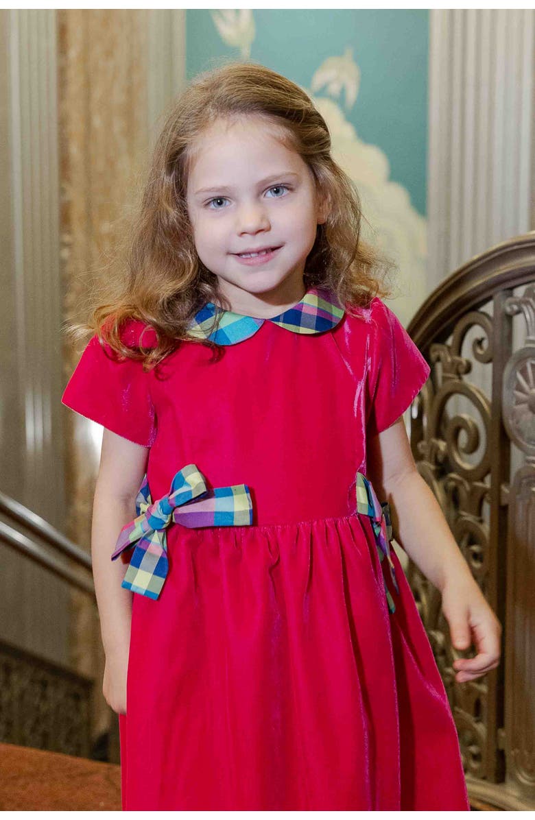 Florence Eiseman Velvet Dress With Side Bows, Alternate, color, Pink, Multicolor