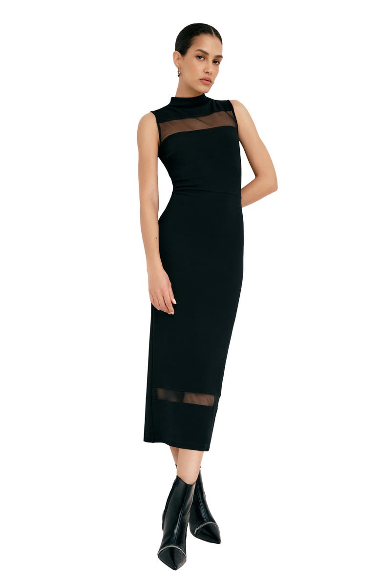 Marcella Cleo Sleeveless Ponte Knit Dress, Alternate, color, Black