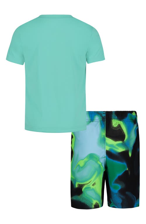 Under Armour Kids' Watercolor Sun Protection Tee & Swim Trunks Set In Prism Green