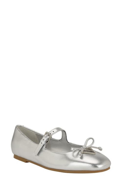 Guess Kayra Mary Jane Flat In Metallic Silver