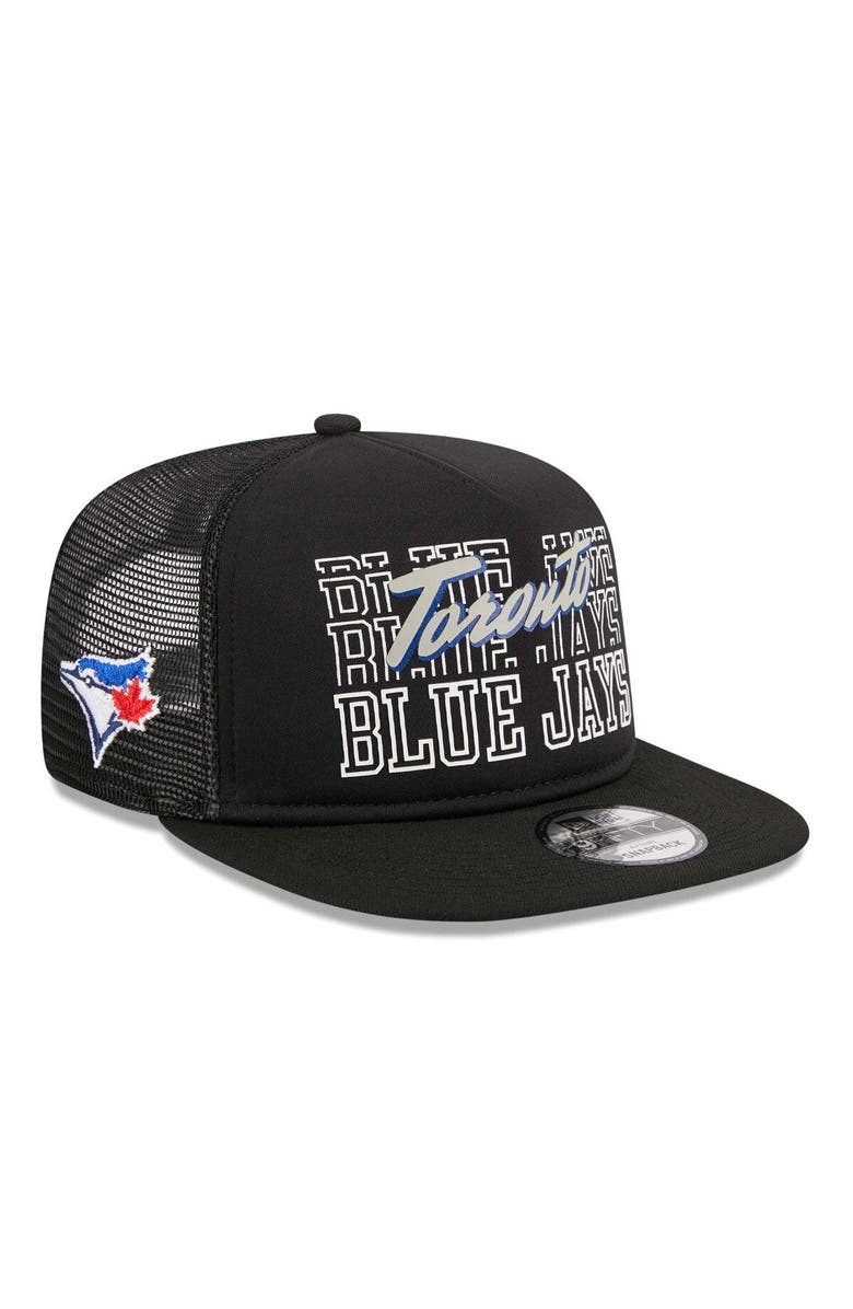 New Era Men's New Era Black Toronto Blue Jays  Street Team A-Frame Trucker 9FIFTY Snapback Hat, Main, color, 