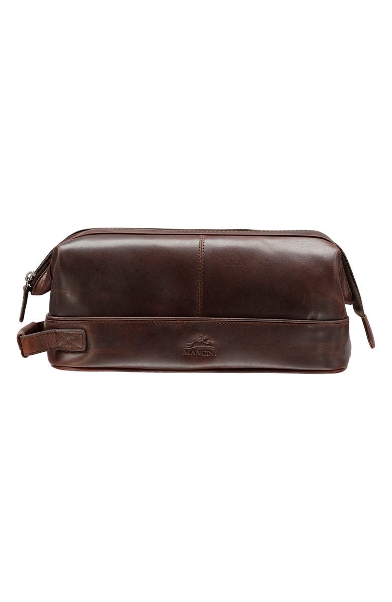 Mancini Classic Toiletry Bag, Main, color, Brown