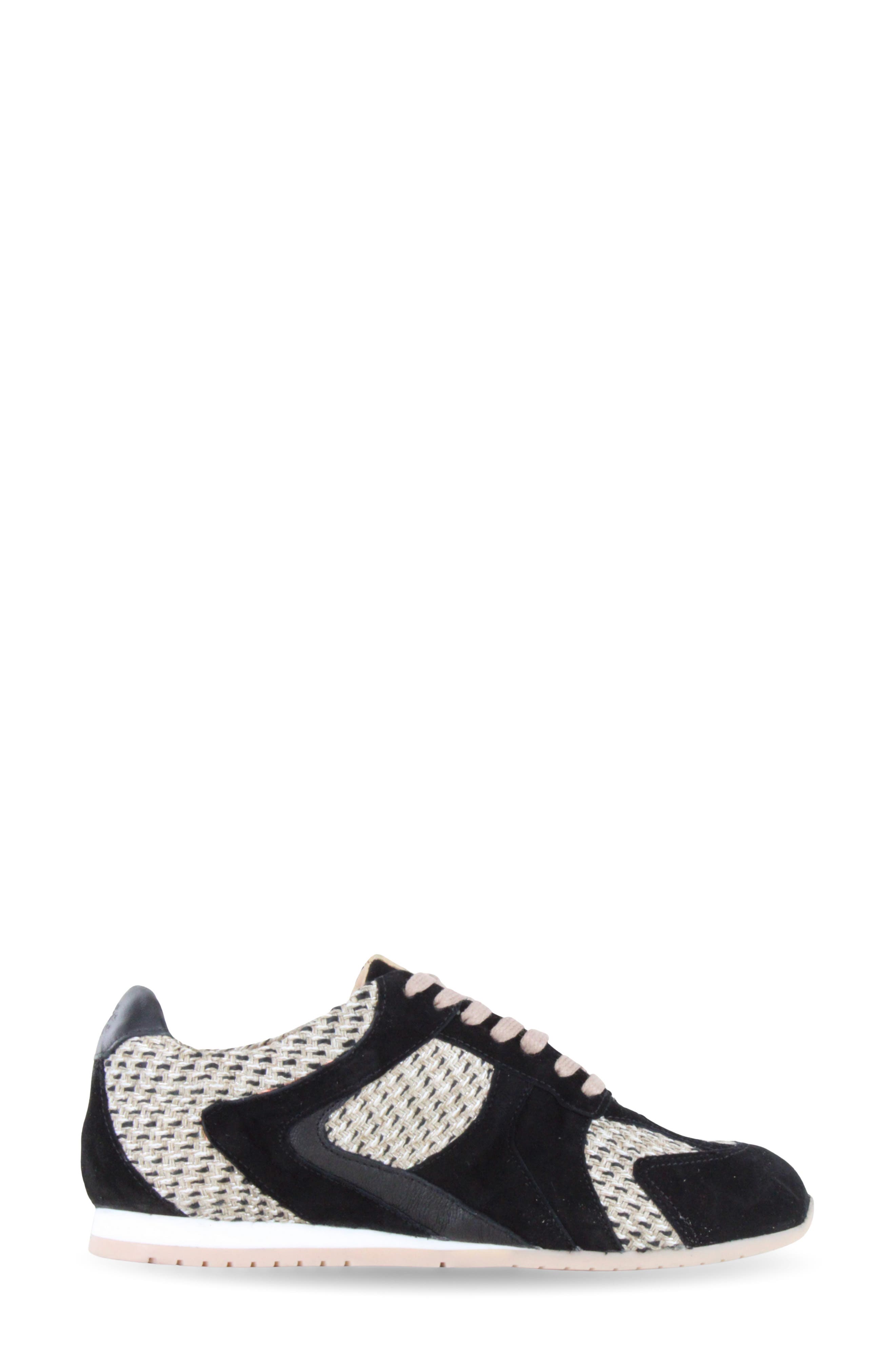 Horizon Sneaker, Alternate, color, BLACK SUEDE RAFFIA