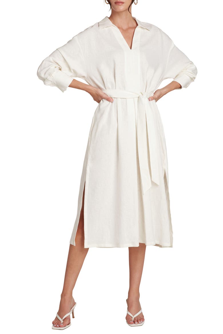 Willow Nadine Popover Long Sleeve Midi Shirtdress, Alternate, color, IVORY