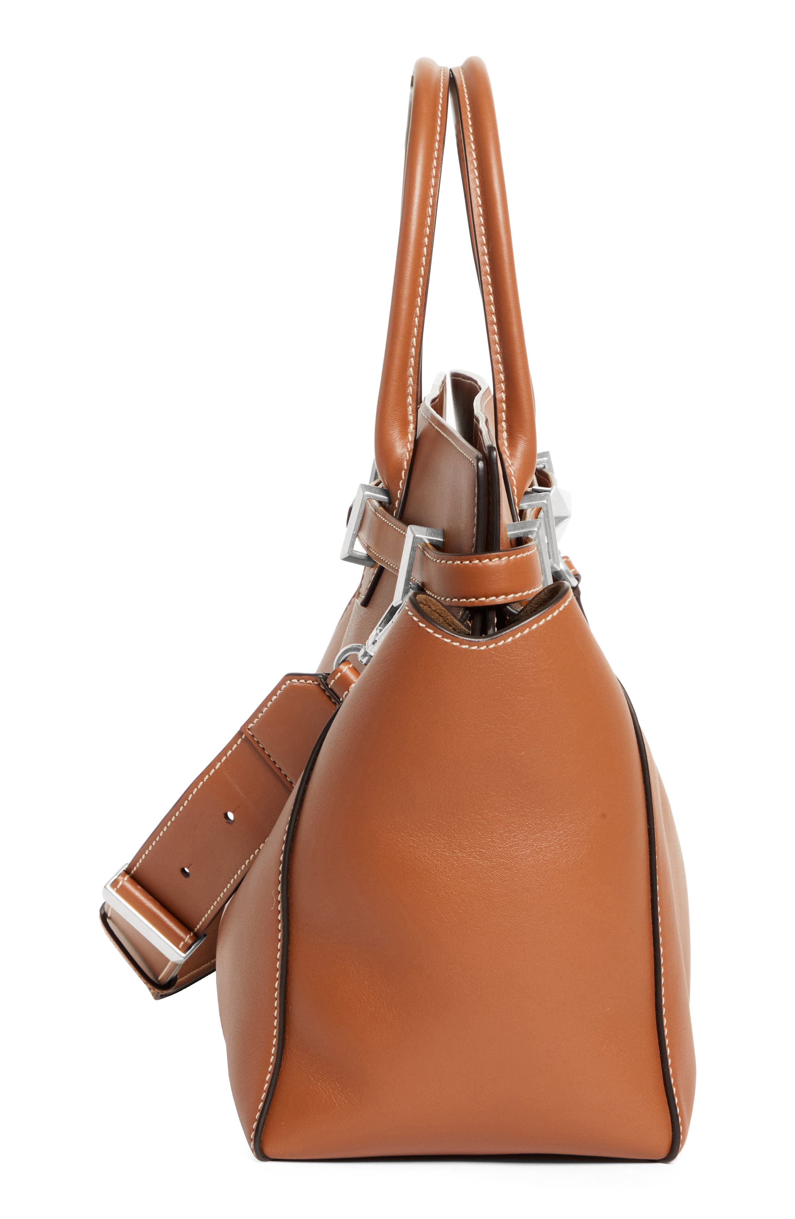 Jimmy Choo Medium Diamond Leather Belted Tote, Alternate, color, 