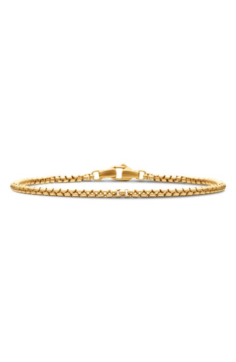 Men's Box Chain Bracelet in 18K Yellow Gold, 2.7mm