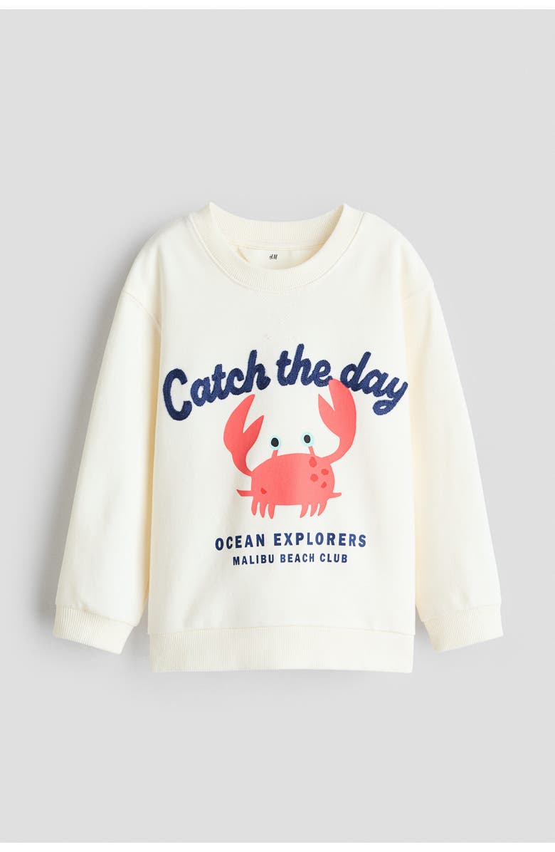 H&M Motif-detail Sweatshirt, Alternate, color, Cream/Crab