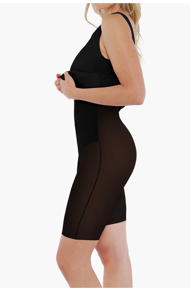 Popilush Elegant Boatneck Draped Snatched Sculpting Maxi Shapewear Dress, Alternate, color, Classic Black