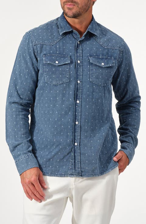 Micro Dot Denim Western Shirt