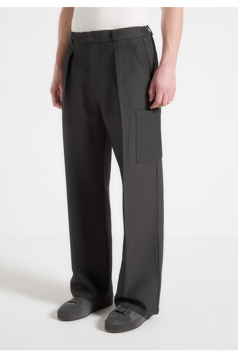Luca Wide Leg Trousers With Pleat Pocket Detail, Alternate, color, Grey