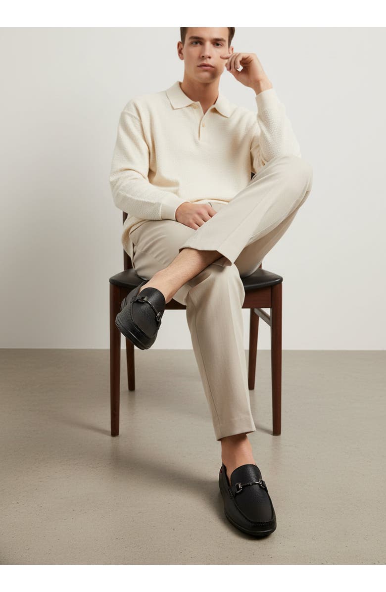 Marc Joseph New York Elliot Road Hands Free Technology Leather Buckle Loafer, Alternate, color, Black Grainy Leather