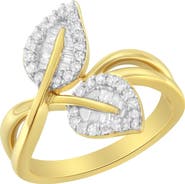 Haus of Brilliance 10K Yellow Gold 3/8 Cttw Diamond Leaf Cocktail Ring