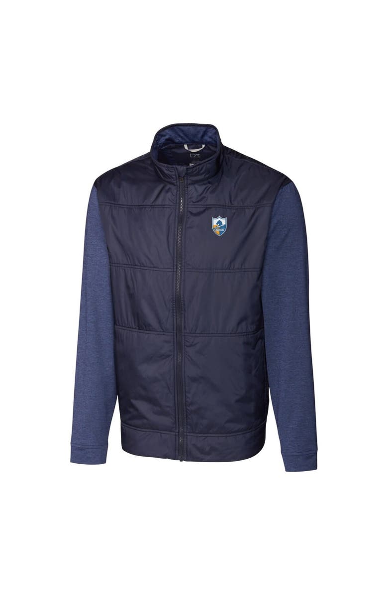 Cutter & Buck Men's Cutter & Buck Navy Los Angeles Chargers Throwback Logo Stealth Hybrid Quilted Full-Zip Windbreaker Jacket, Alternate, color, 
