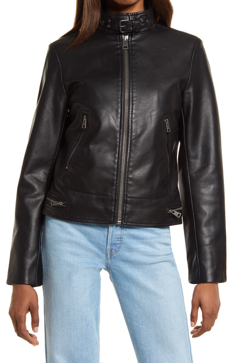 Levi's<sup>®</sup> Women's Faux Leather Racer Jacket, Alternate, color, Black