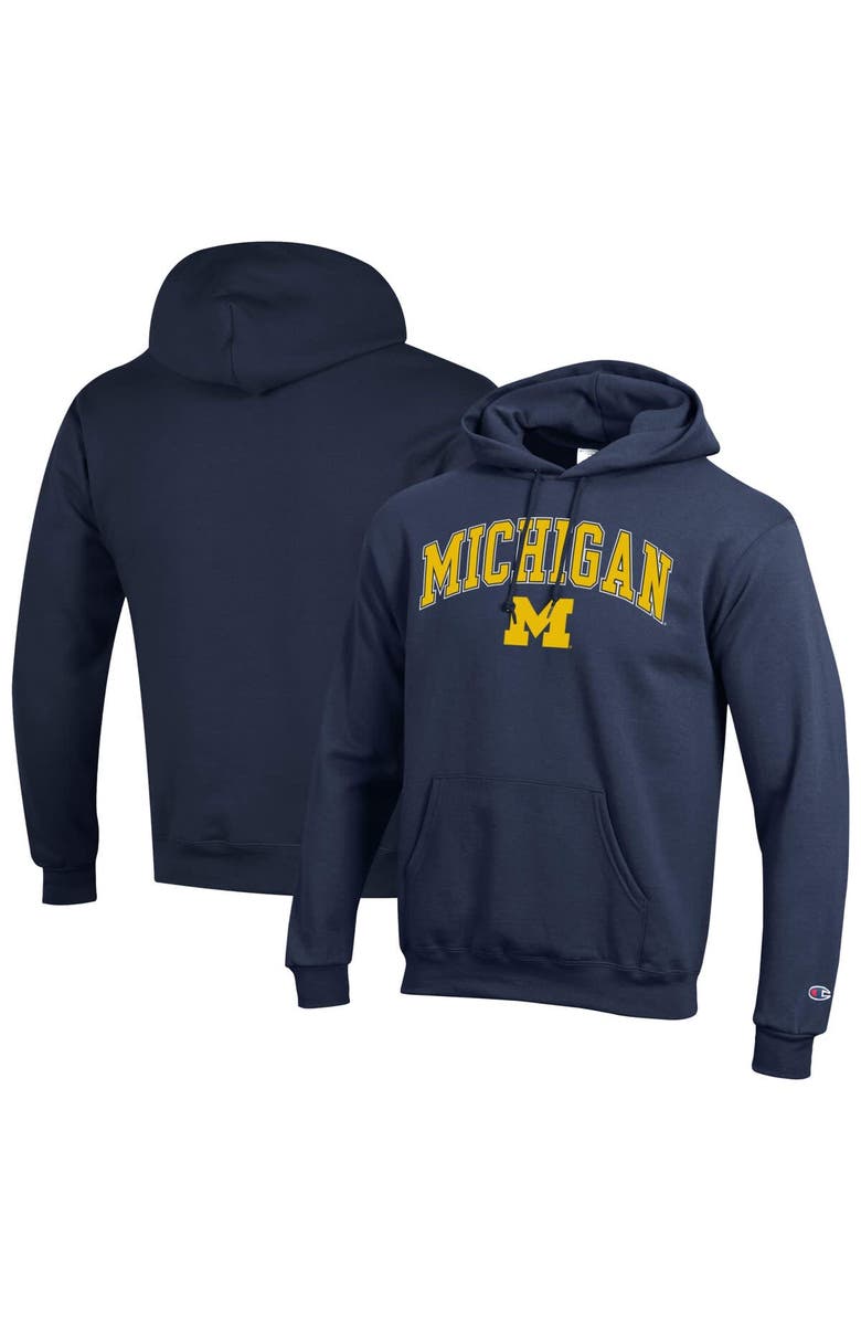 Champion Men's Champion Navy Michigan Wolverines Arched Logo Fleece Pullover Hoodie, Main, color, Navy