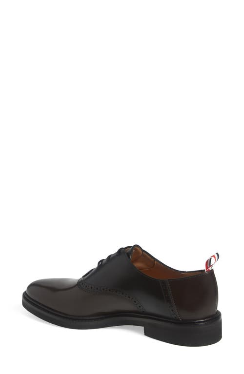 Thom Browne Wingtip Saddle Shoe In Brown/black