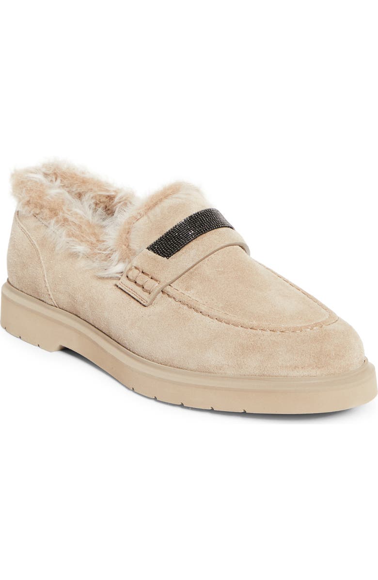 Brunello Cucinelli Monili Genuine Shearling Lined Loafer, Main, color,