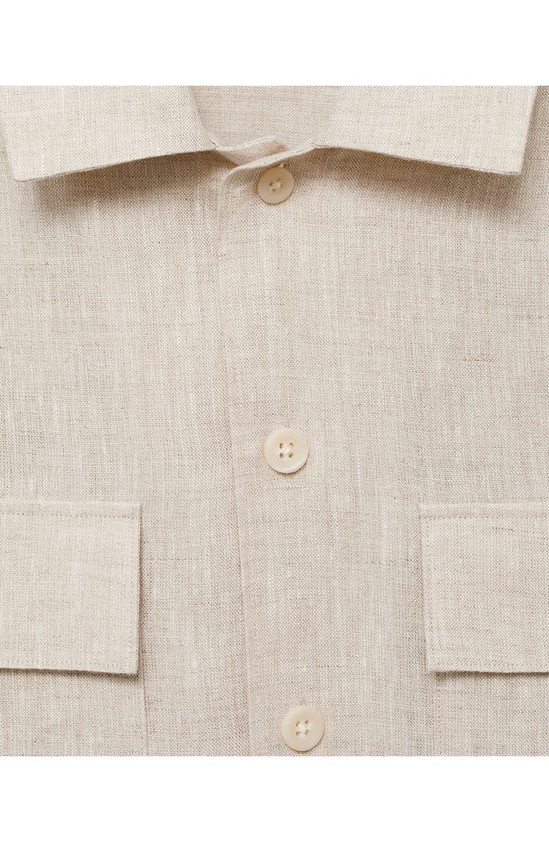 MANGO Linen Overshirt with Pockets, Alternate, color,