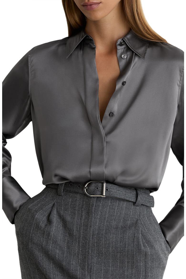 Ameira Silk Shirt, Alternate, color, DARK GREY