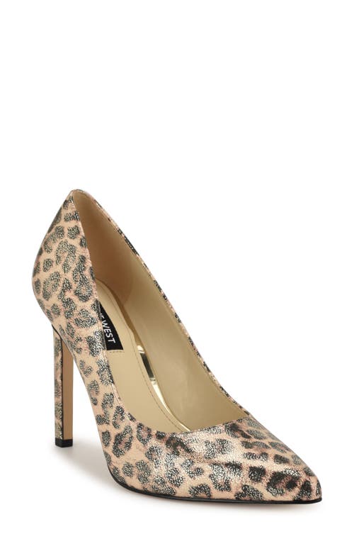 Shop Nine West Tatiana Pointed Toe Pump In Leopard Gold Shimmer
