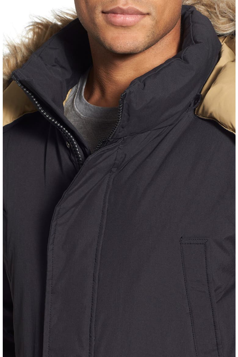 'Iceberg' Water Resistant Down Parka with Faux Fur Trim, Alternate, color, BLACK
