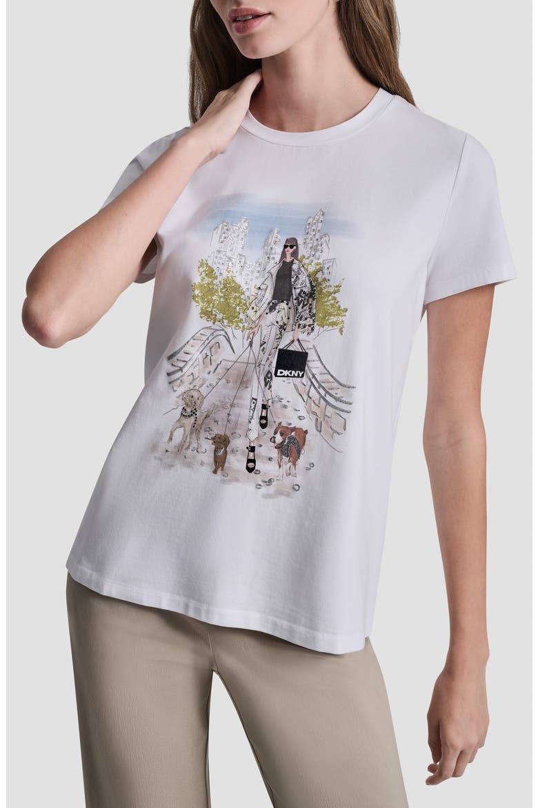 Crystal Embellished Central Park Conversational Graphic T-Shirt, Main, color, WHITE