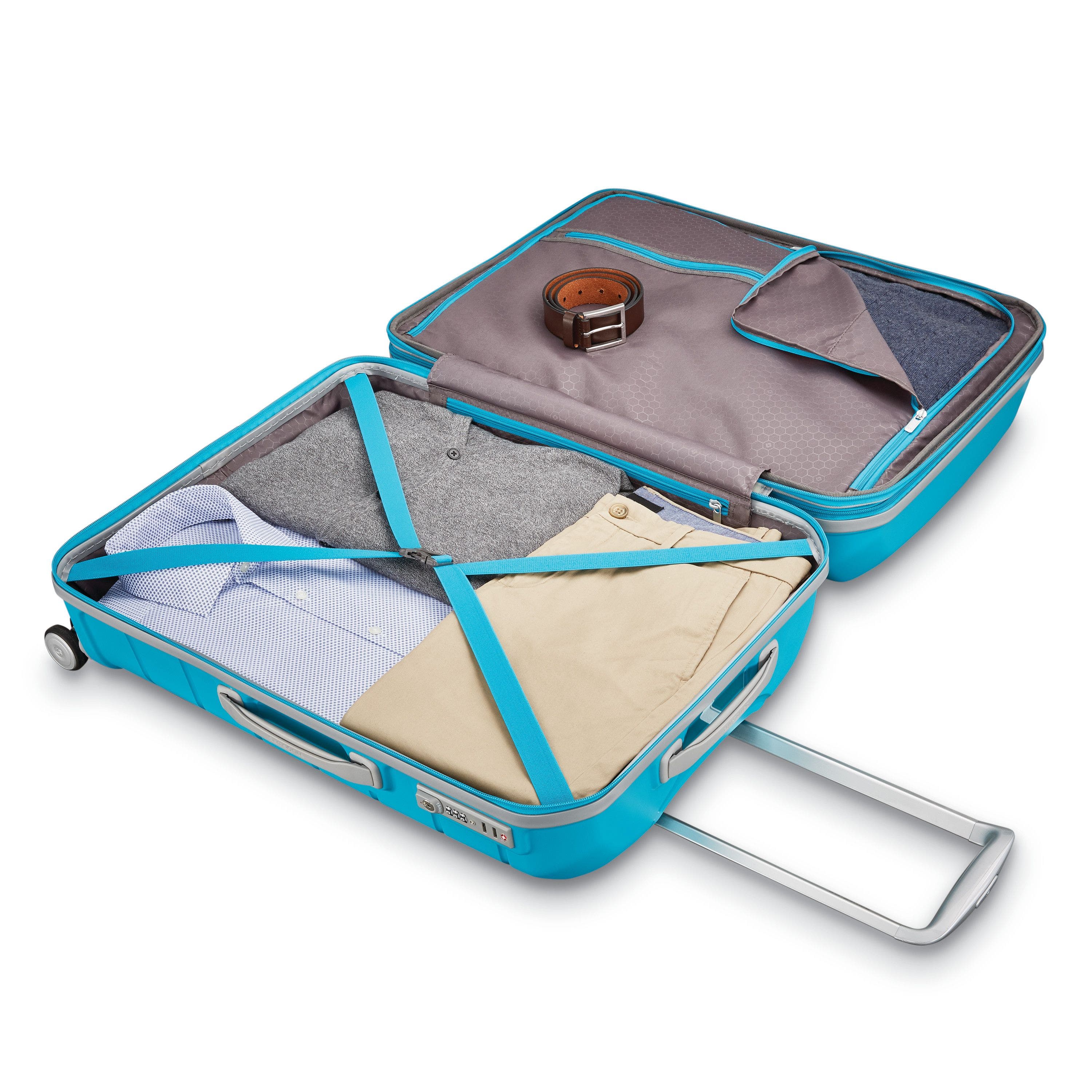 Samsonite Freeform Checked-Large 28-Inch Hardside Expandable with Double Spinner Wheels, Alternate, color, Ocean Blue