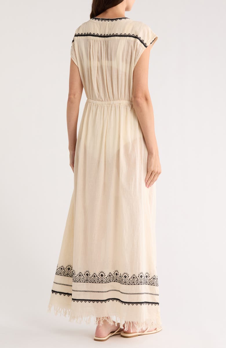 Elan Embroidered Cover-Up Maxi Dress, Alternate, color, Natural