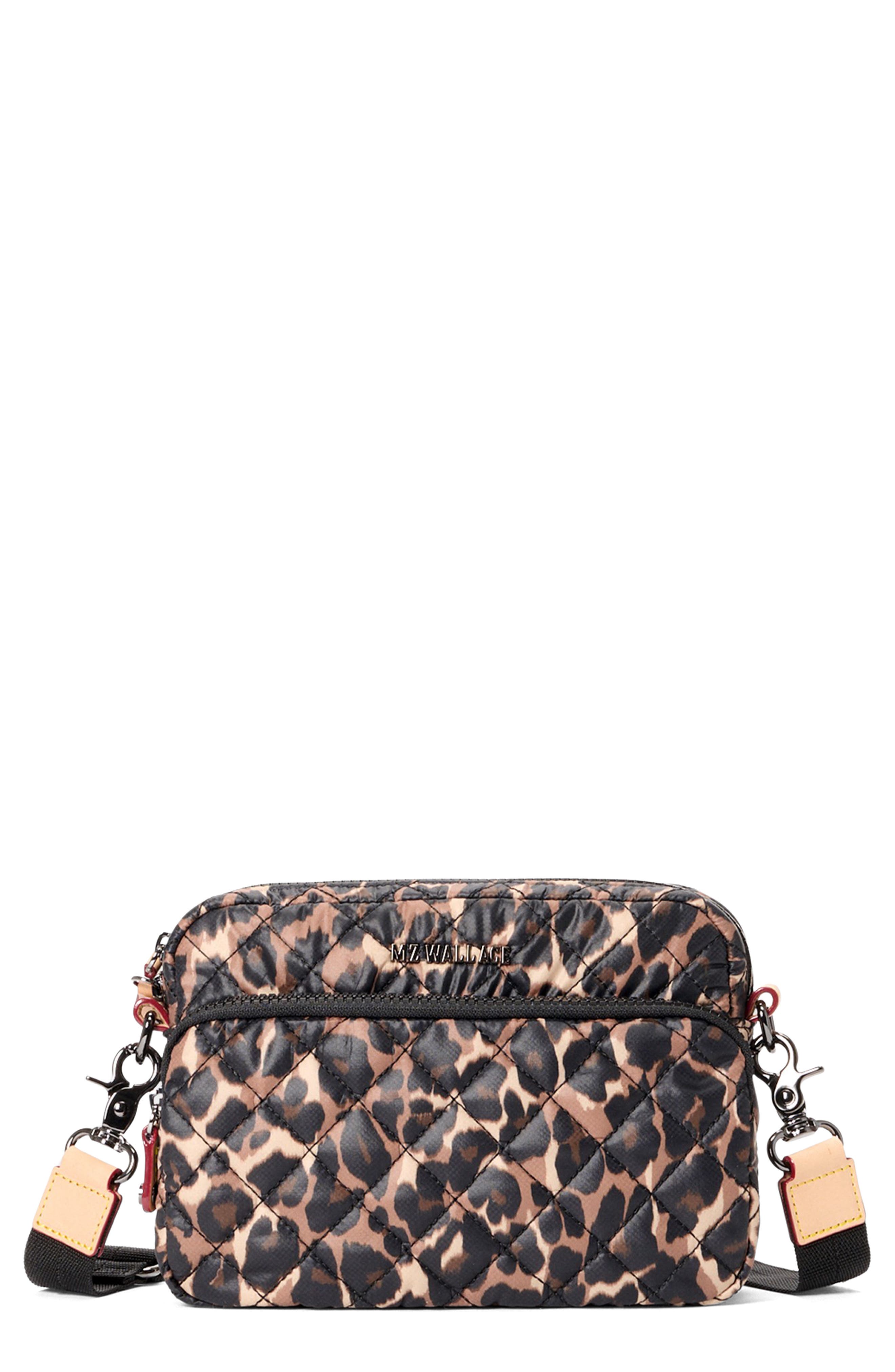 MZ Wallace Small Metro Quilted Nylon Camera Bag, Main, color, Leopard