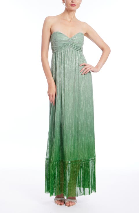 Metalllic Ombré Strapless Gown