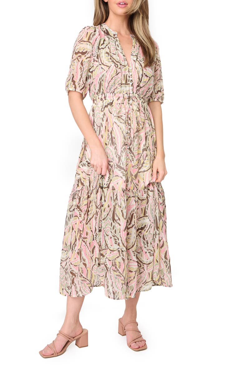 Kira Drawstring Maxi Dress, Main, color, ABSTRACT GARDEN FLORAL
