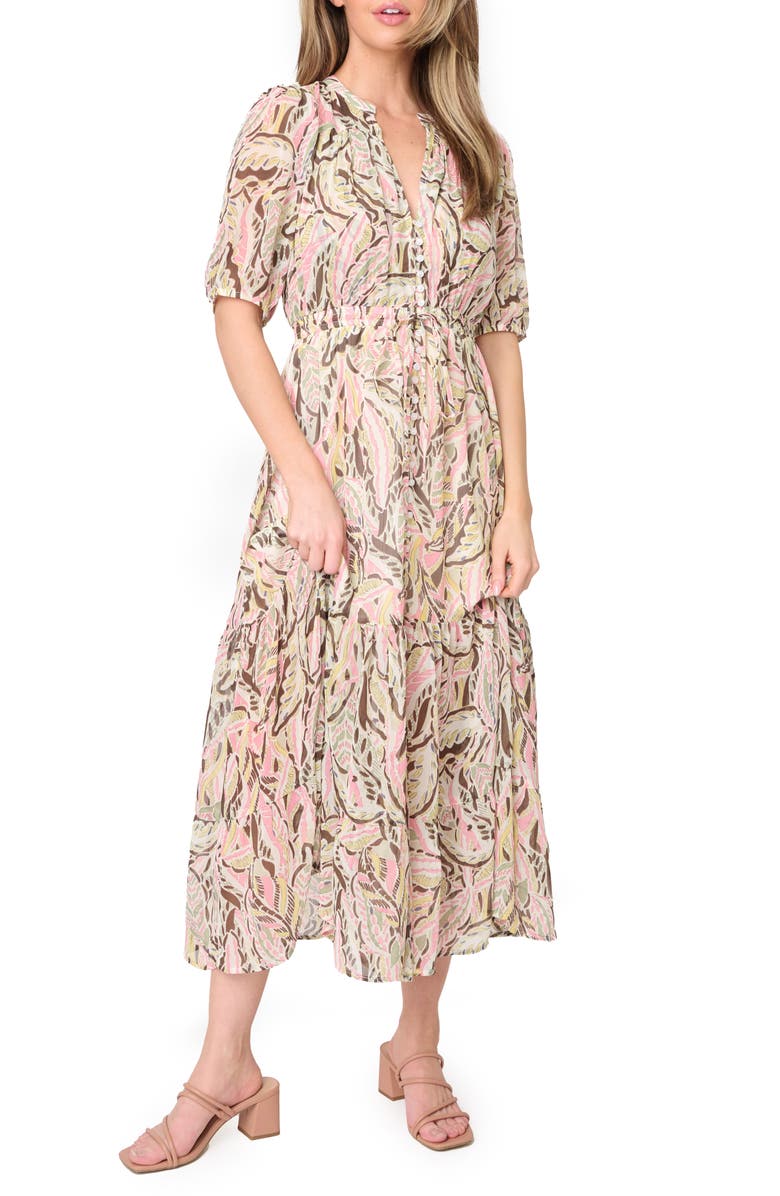 GIBSONLOOK Kira Drawstring Maxi Dress, Main, color, Abstract Garden Floral