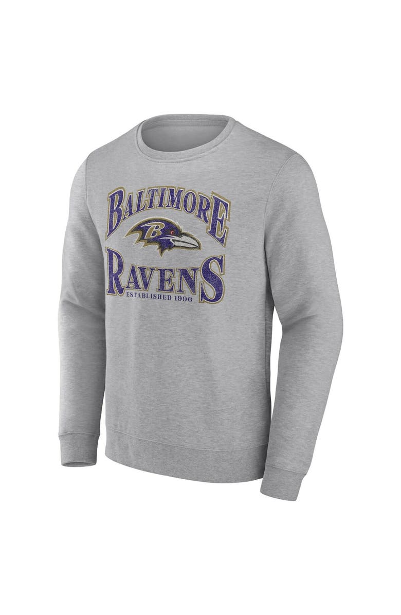 FANATICS Men's Fanatics Branded Heathered Charcoal Baltimore Ravens Playability Pullover Sweatshirt, Alternate, color, 