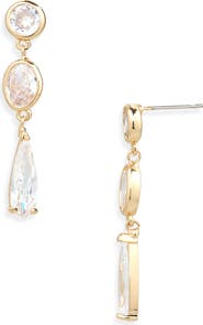 CRISTABELLE Elongated Cubic Zirconia Linear Drop Earrings