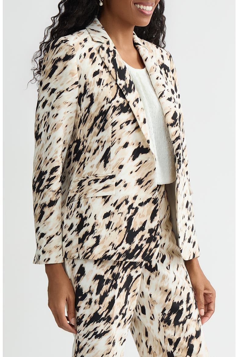 Print One-Button Jacket, Alternate, color, TOASTED WHEAT MULTI