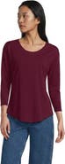 Lands' End Petite 3/4 Sleeve Lightweight Jersey Shirttail Tee