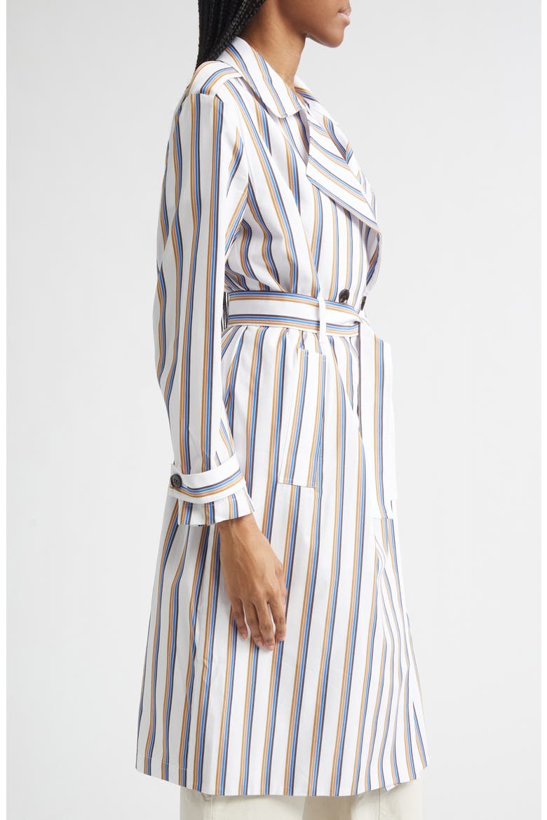 Yoshi Stripe Cotton Blend Trench Coat, Alternate, color, PARCH/CHOCO/BLUE STRIPE