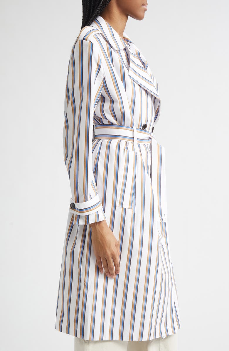 LESET Yoshi Stripe Cotton Blend Trench Coat, Alternate, color, Parch/Choco/Blue Stripe