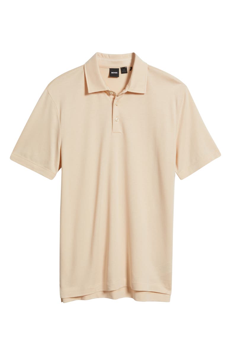 BOSS Press Lyocell & Cotton Polo, Alternate, color, Open Beige
