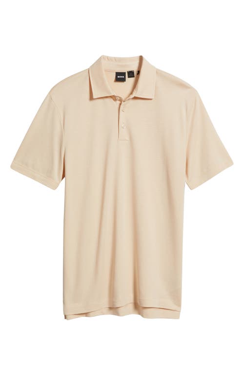 Hugo Boss Boss Pitton Slim Fit Mercerized Cotton Polo In Open Beige