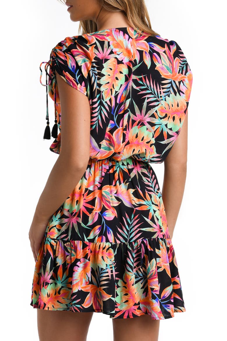 V-Neck Cover-Up Dress, Alternate, color, BLACK MULTI