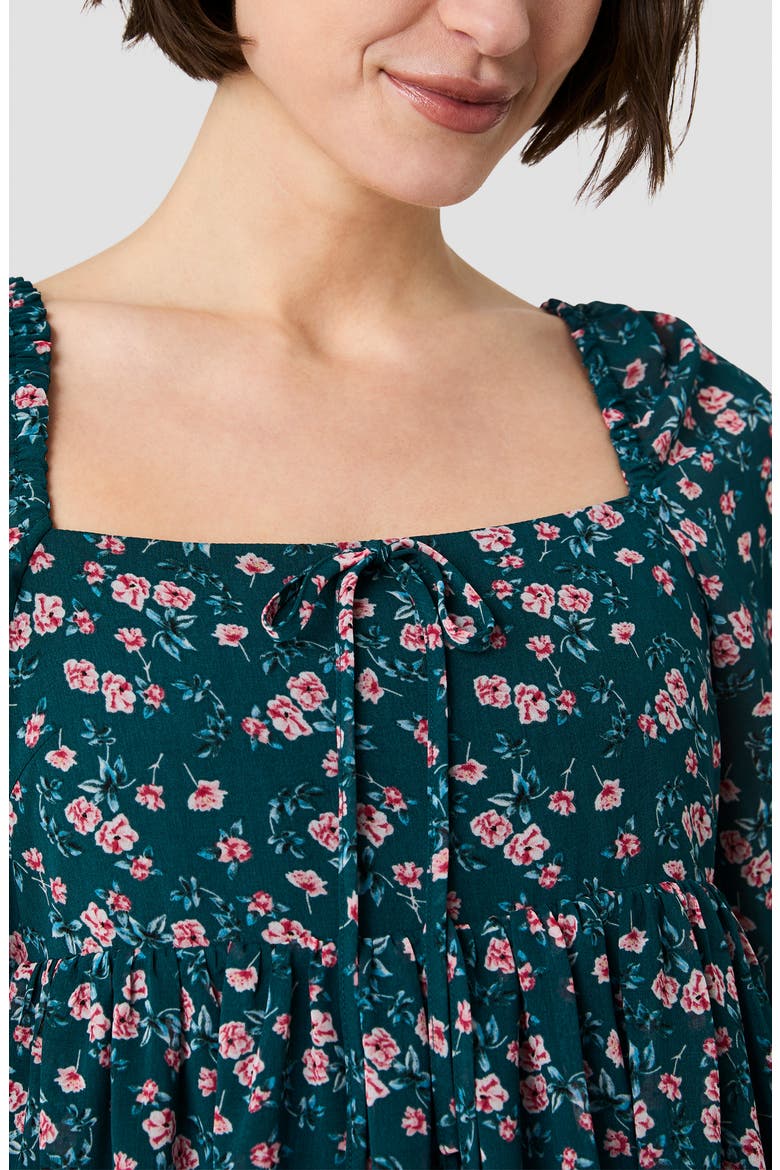 Marina Lucia Floral Chiffon Minidress, Alternate, color, DEEP TEAL LUCIA FLEUR MULTI