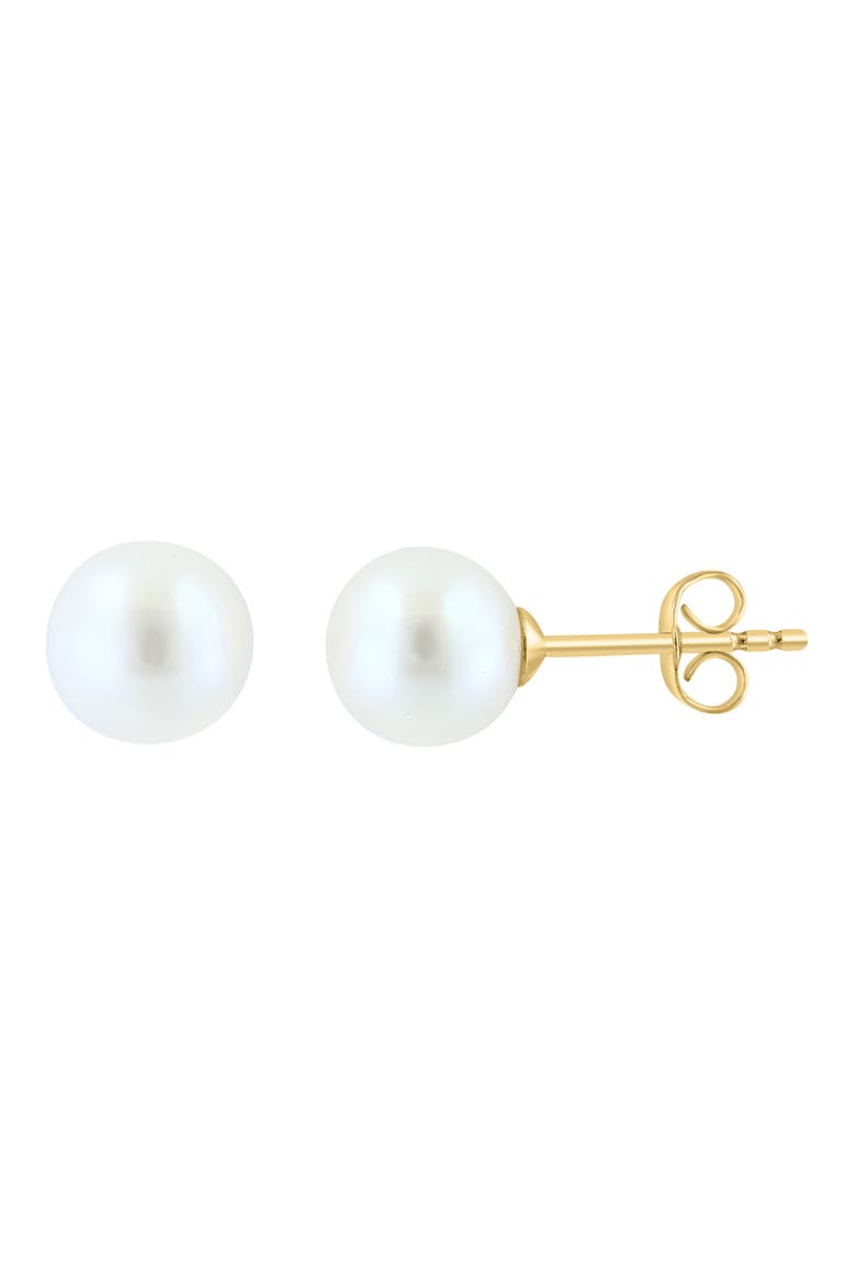 14K Yellow Gold 7–7.5mm Freshwater Pearl Stud Earrings, Bracelet & Necklace Set, Alternate, color, WHITE